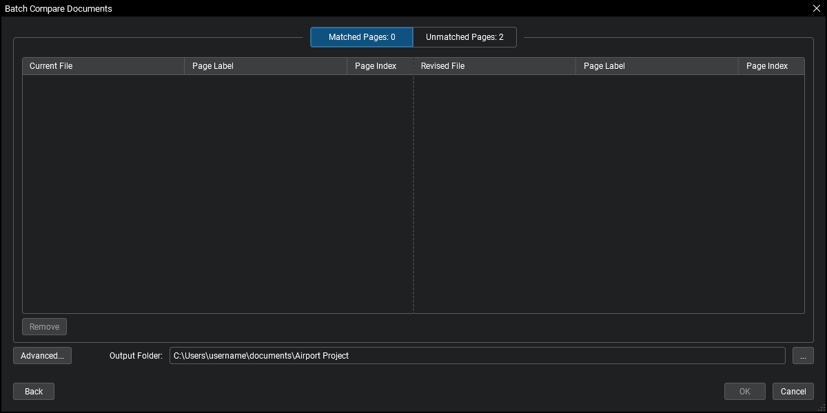 Pages are arranged in matched pairs; pages in the same row are considered "paired" and will be compared. 